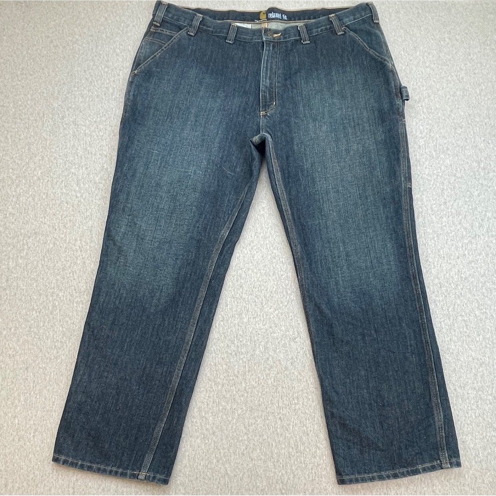 Carhartt Jeans Mens 44 x 30 Blue Cotton Blend Relaxed Fit Straight Leg
